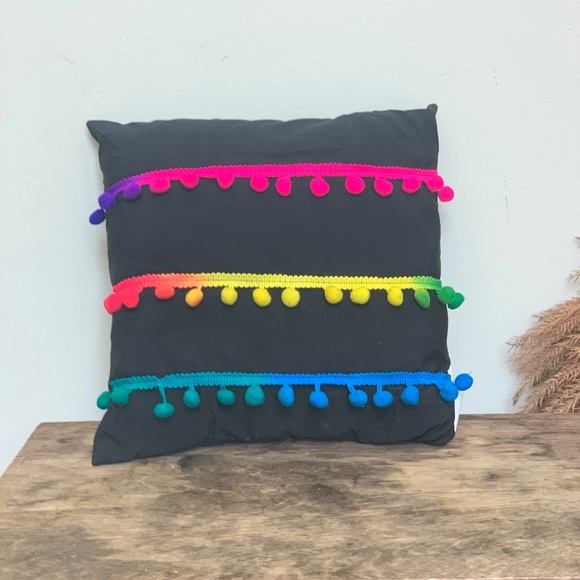 Rainbow Pom Pom Mini Pillow - Picture 2 of 5